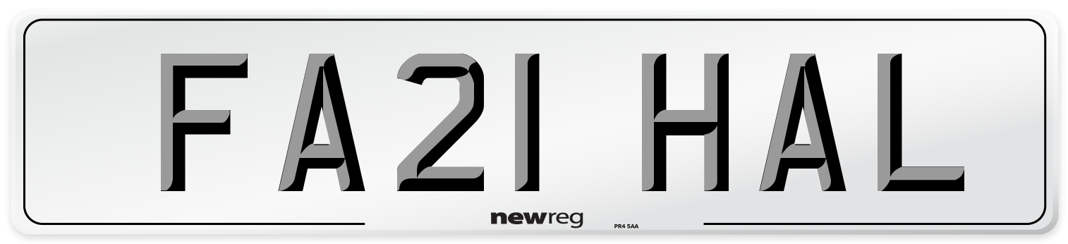 FA21 HAL Number Plate from New Reg